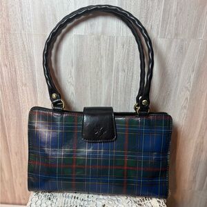 Patricia Nash Tartan Rienzo Satche Plaid Leather Shoulder Bag with Black Accents